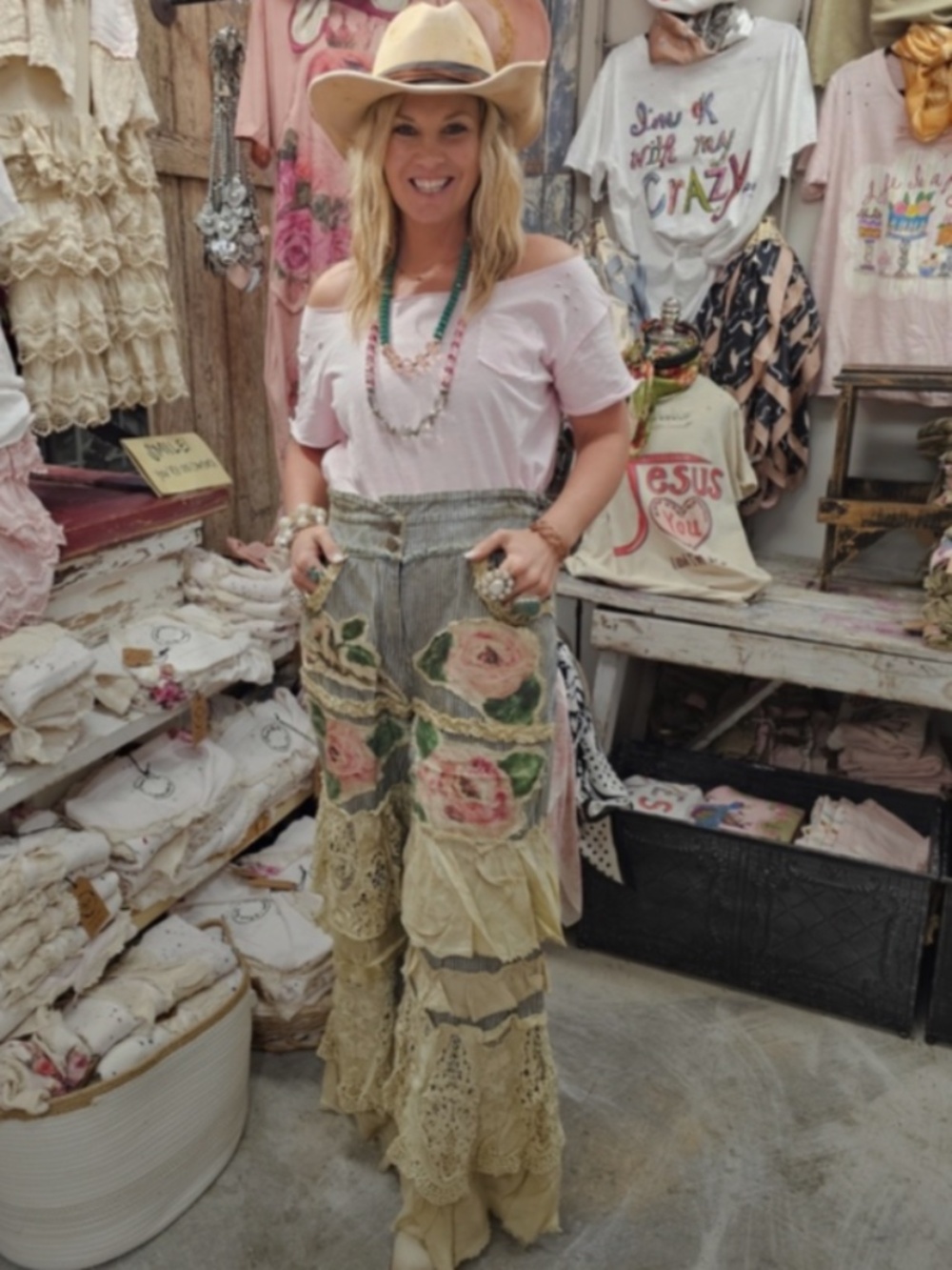 ❤️ A RARE BIRD “ ROSIE“ A RARE BIRD HAND MADE ROSE PANT WITH ANTIQUE TEA WASH 91 - Picture 9 of 9